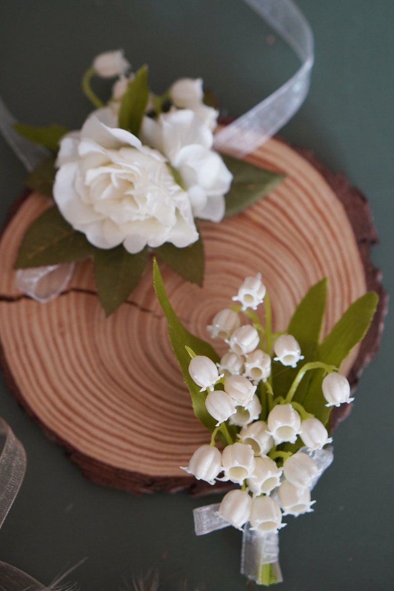 Bouquet de mariée en cascade de soie blanche de muguet, bouquet de mariée, fleurs de mariage, fleurs de mariage de demoiselle d'honneur, mariage bohème rustique image 8