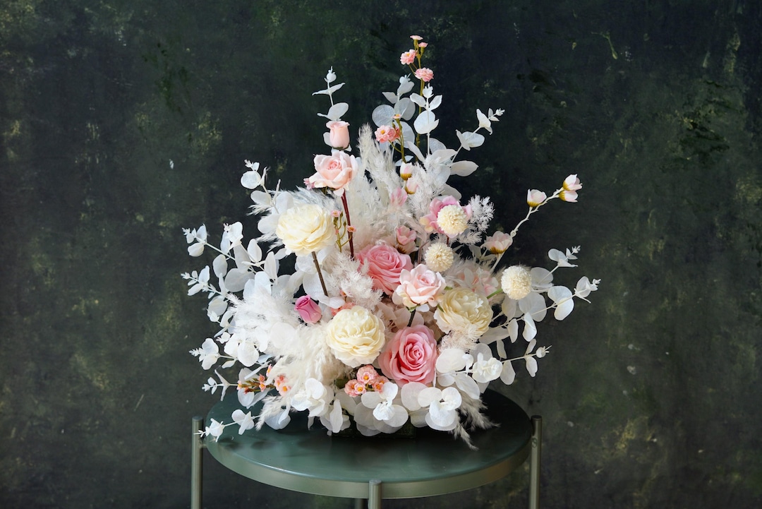 Handmade White Silk Flower Centerpiece: Wedding Aisle Decor - Etsy