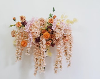 Arreglo de arco de glicina color champán, guirnalda nupcial con candelabro de glicina para arco, guirnalda de flores de glicina colgantes, decoración rústica para bodas