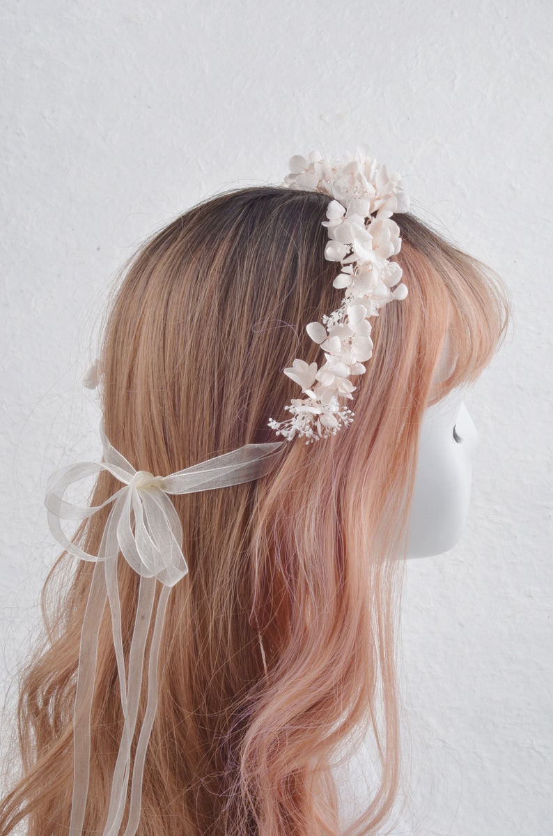 Preserved Natural Real Flower Crown Light Pink Hydrangeahalf Etsy