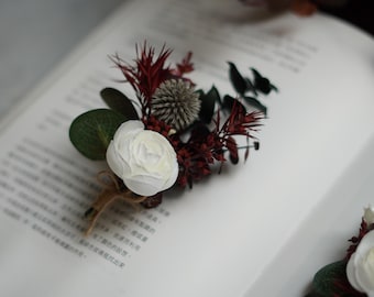 Rustic Wedding Boutonniere: Preserved Flower Buttonhole