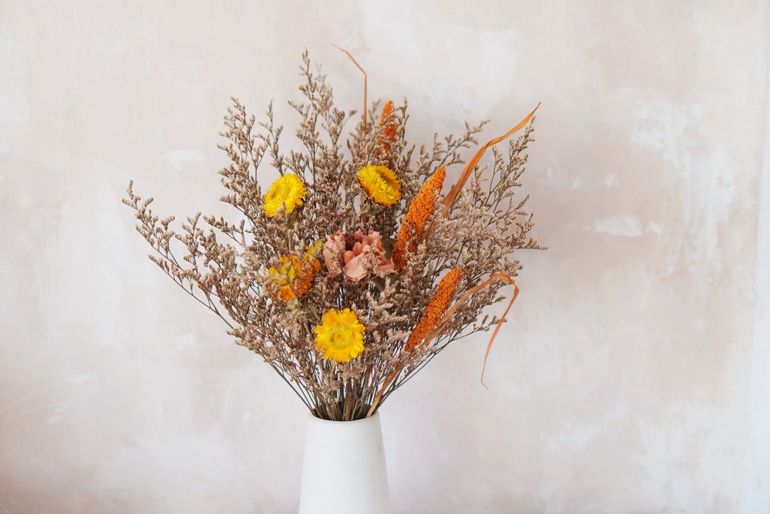 Dried Flower Bouquetgreen/yellow vase Fillernatural Flower Etsy