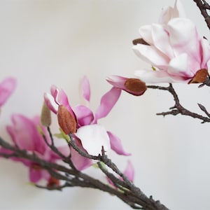 Artificial magnolia branch, magnolia flower ornaments, floral art,  classical table gift
