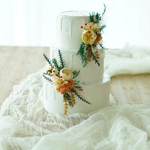 A Set of Two Wedding Cake Topper,,Pink  Artificial flowers Saber Tooth Leaf,Cake Decoration, wedding cake arrangement