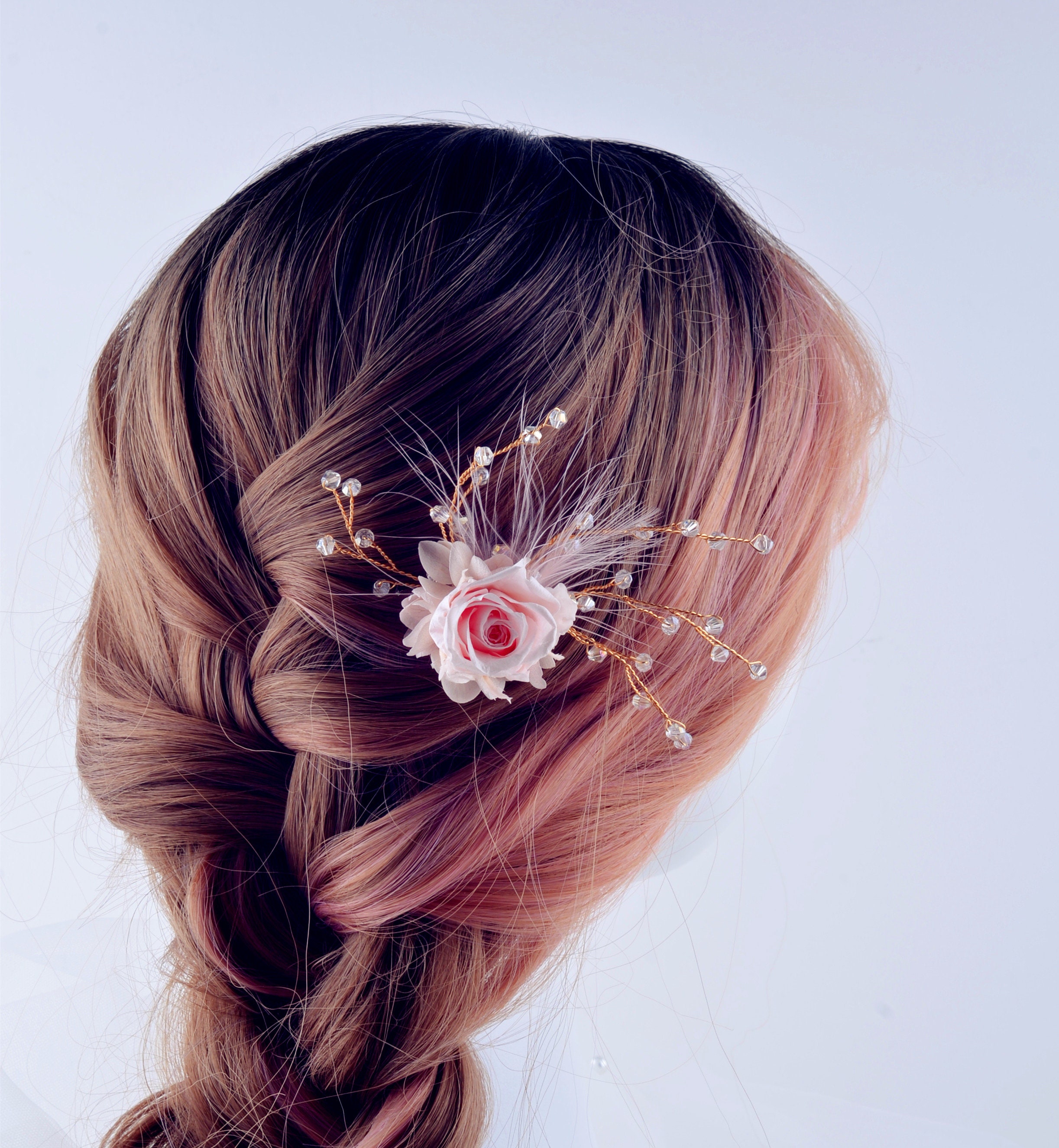 Preserved Natural Real Flower Rose Hair Clip Pink Rose Etsy