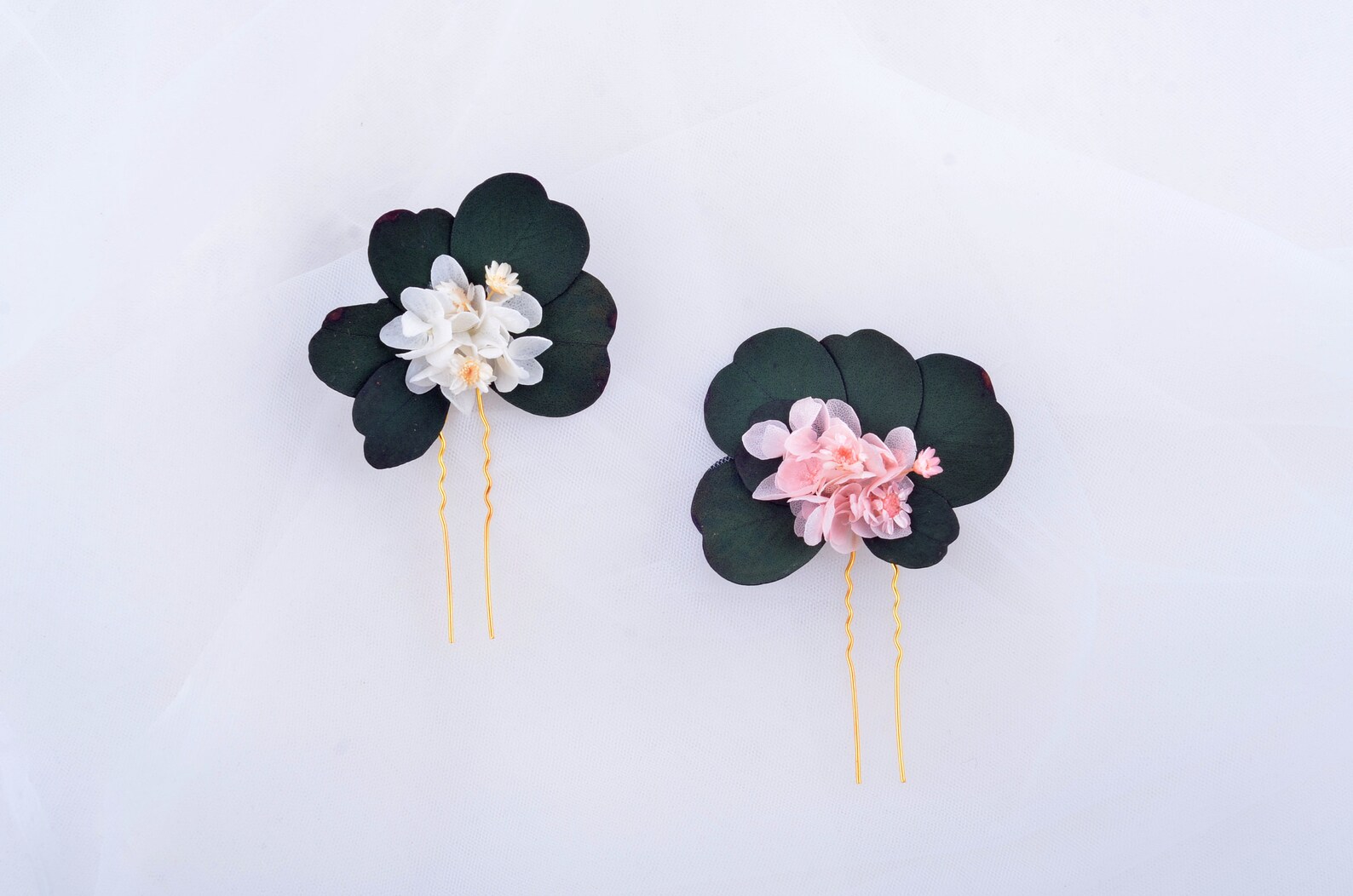Preserved Natural Real Flower Hair Clip Pin Pink White Etsy