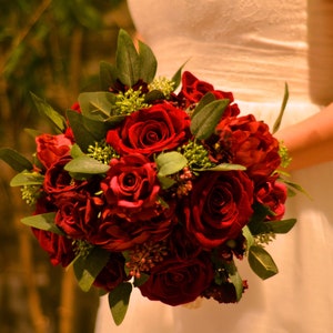 Red Silk Rose Peony Bridal Bouquet,wedding Bouquet, Wedding Flowers ...