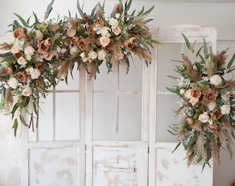 Pampas Wedding Archway, Green leaf, Wedding Corner Swag, Wedding Backdrop, Wedding Arch  Decor