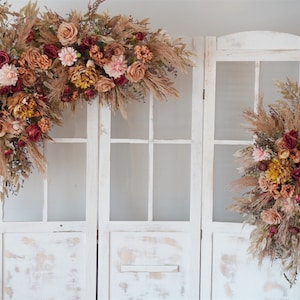 Autumn Scenery Classic   Wedding Archway,  Silk flowers , Corner Swag, Arbor flower,  Wedding Backdrop,  Floral Arch Arrangement