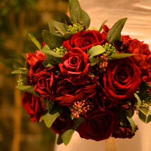 Red Silk Rose Bridal Bouquet,wedding Bouquet, Wedding Flowers ...