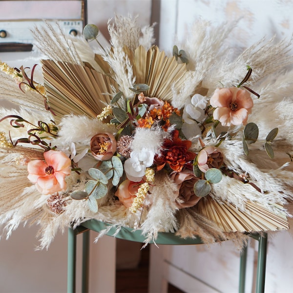 Sweetheart table floral arrangement dried flowers  wedding centerpiece boho rustic wedding decor pampas grass