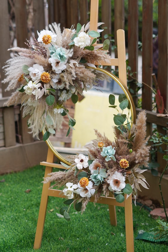 Pampas & Silk Blumen Spiegel Dekor: Hochzeitssalon Zeichen Blumen