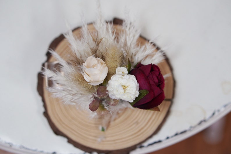 Rustic boho Wedding Bouquet,Artificial Faux Flowers Sunflower Rose Home Wedding Decor,bridal bridesmaids bouquets,Pampas grass bouquet Boutonniere inches