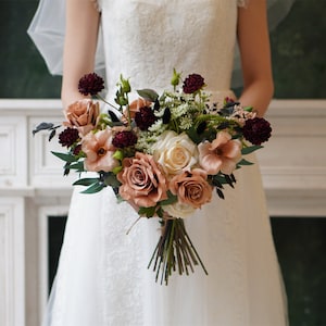 Classic Wedding  Bouquet, Grey-pink Rustic Boho Flower Bouquet, Bridal bouquet, Wedding  bouquet ,Bridesmaid wedding flowers