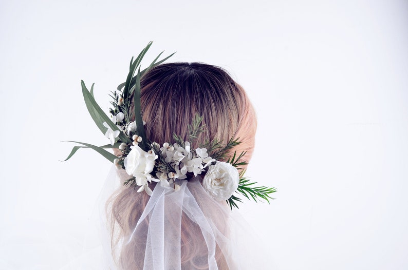 Preserved Natural Real Flower Hair Clip Pin White Green Etsy