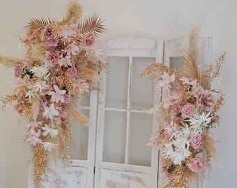 Wedding floral arch ,Real Pampas decoration set, Floral Arch Arrangement ,Wedding Arch Flowers
