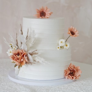 A Set Wedding Cake Topper, Orange flower Cake Decoration, Cake Topper Flowers, Pampass Cake Flowers, Rustic Wedding, Boho Wedding