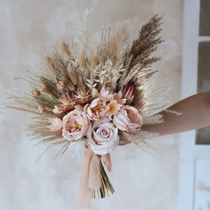 Bridal bouquet pampas gras, boho wedding bouquet, bridesmaid bouquets image 4