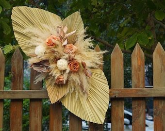 Dried Palm & Pampas Grass Arch: Boho Wedding Decor