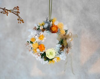 Classic Preserved flowers Wreath, Wedding Gift, Handmade Rustic Spring Summer Dried flower Natural wreath