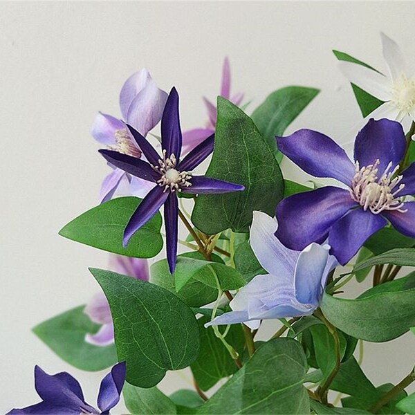 Artifical Green plant high quality clematis purple blue vine green vine ornament