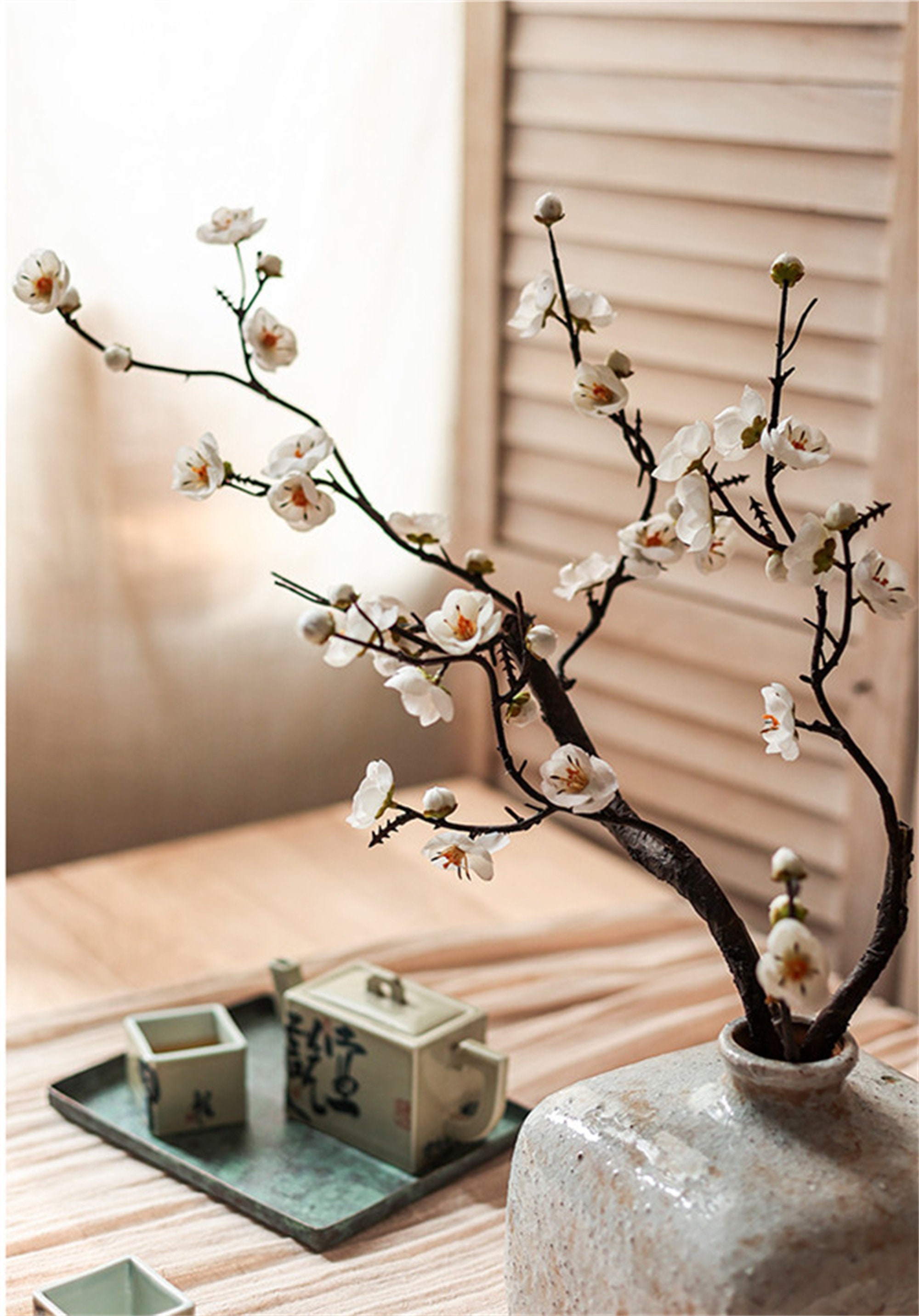 39 Artificial White Blossom Branch, Cherry Blossom, Small Fake Flowers,  Faux White Flowers/home Decor/hall Decoration 