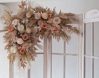 Pampas Wedding Archway, Beige ,White ,Orange, Wedding Corner Swag, Wedding Backdrop, Wedding Arch  Decor