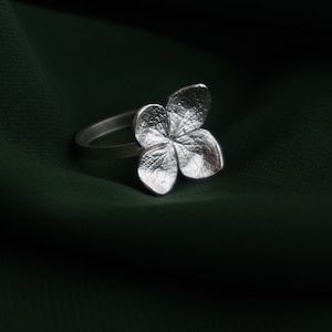 Handmade Sterling Silver Hydrangea Ring: Dainty Floral Jewelry