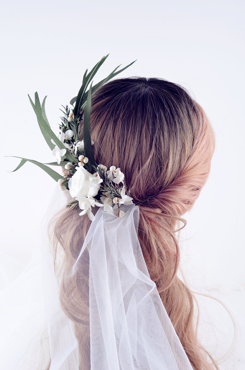 Preserved Natural Real Flower Hair Clip Pin White Green Etsy