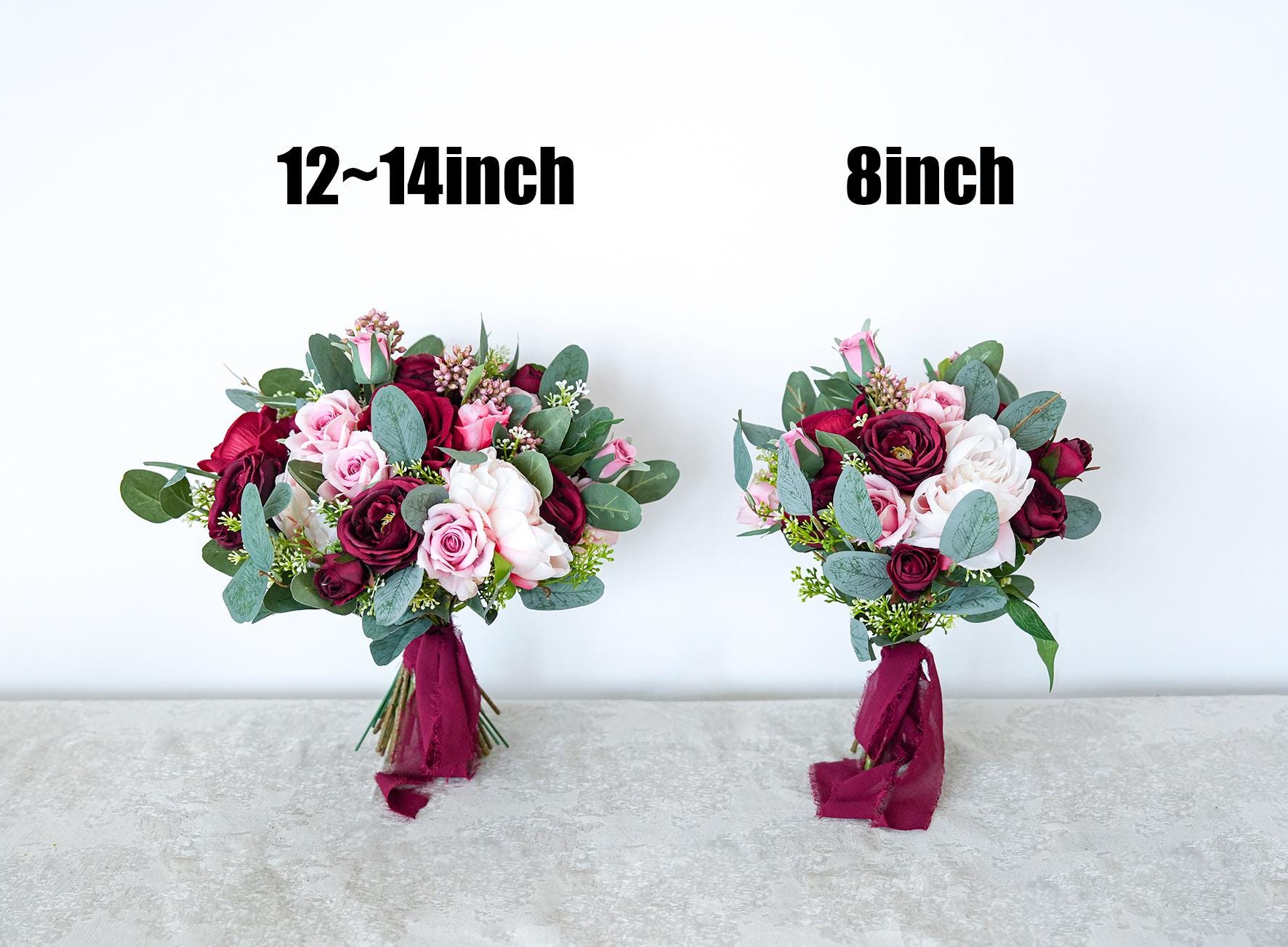 Red Pink Silk Rose Peony Bridal Bouquet,wedding Bouquet, Wedding ...