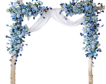 Blaue Hochzeits-Torbogenblume, blaue Hochzeits-Eck-Swag, Swag für Bogen, Hochzeits-Hintergrund, Pavillon-Blumen