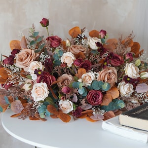 Silk Flower arch swag table Arrangement, Champagne peony rose Floral, wedding,Birthday,Bridal shower, home Office decor