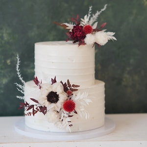 A Set Wedding Cake Topper, White Floral Cake Decoration, Cake Topper Flowers, Dried flowers Cake Flowers, Rustic Wedding, Boho Wedding