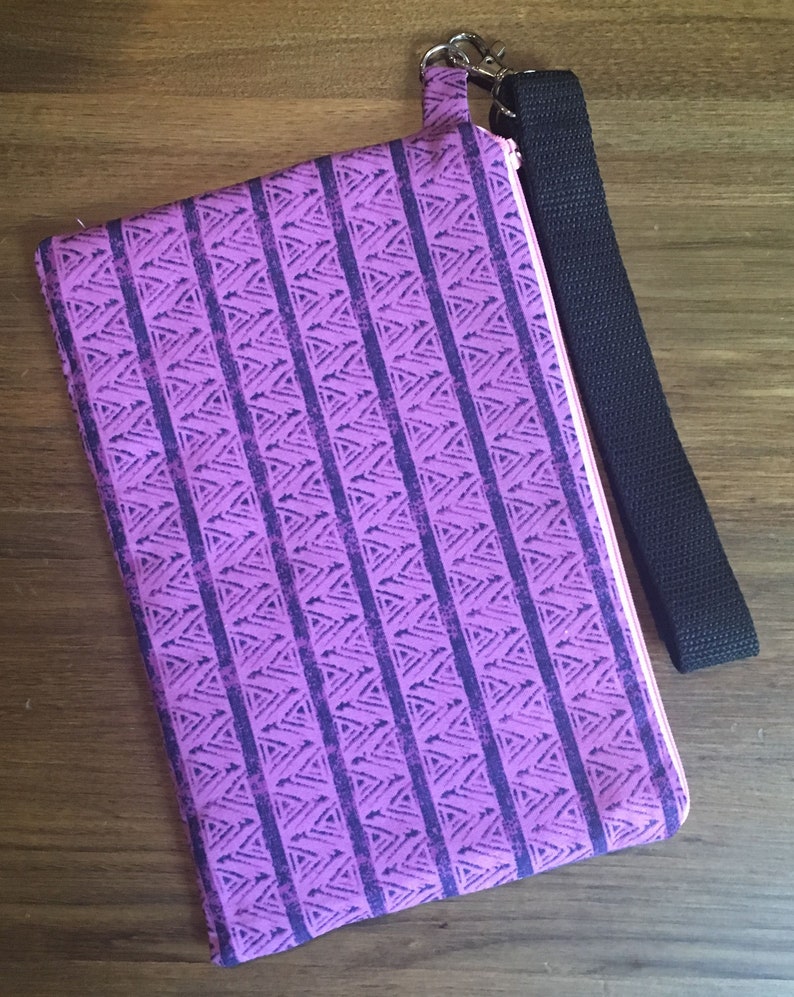 Phone Size Pouch Mecca for Moderns ** Electra Purple--Pink /& Black Afros in Silhouette Size 7 x 5 Optional Strap