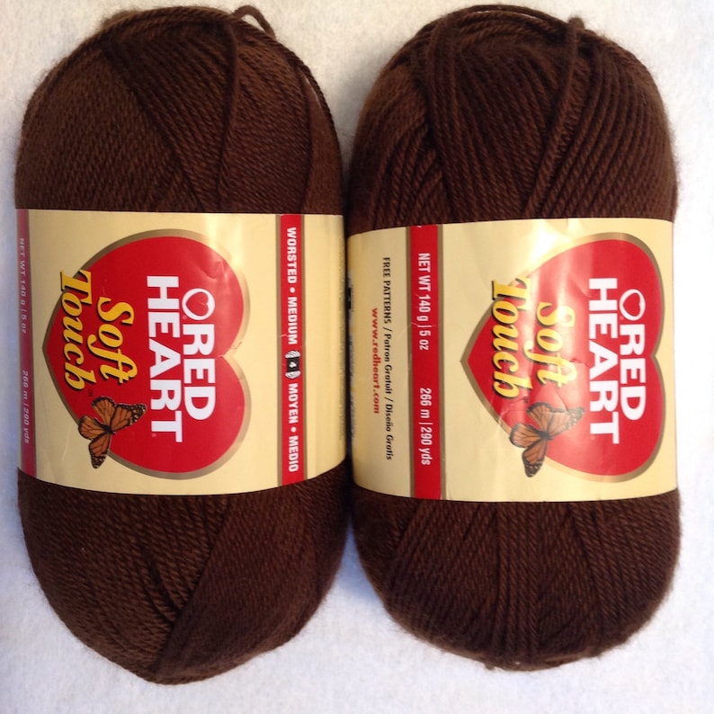 Red Heart Soft Touch worsted weight yarn 2 Skeins dark brown Etsy