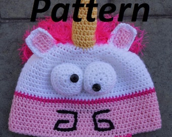 PATTERN ONLY Crochet Unicorn Hat, cute animal hat, crochet animal tuque pattern, kawaii cute uncorn beanie pattern size adult, all sizes
