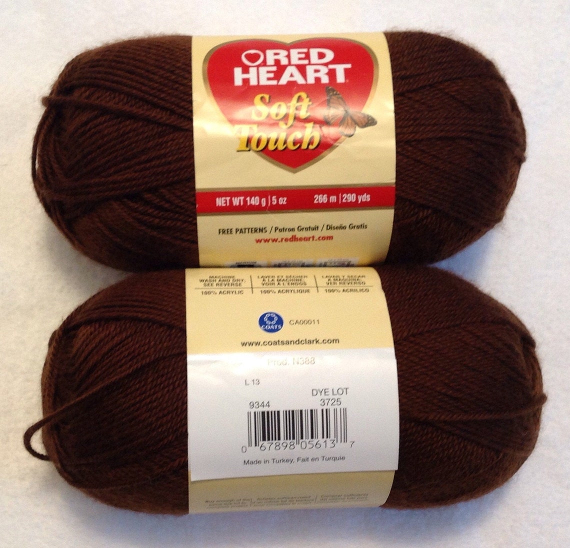Red Heart Soft Touch worsted weight yarn 2 Skeins dark brown Etsy