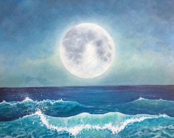 Moon Over Ocean Etsy