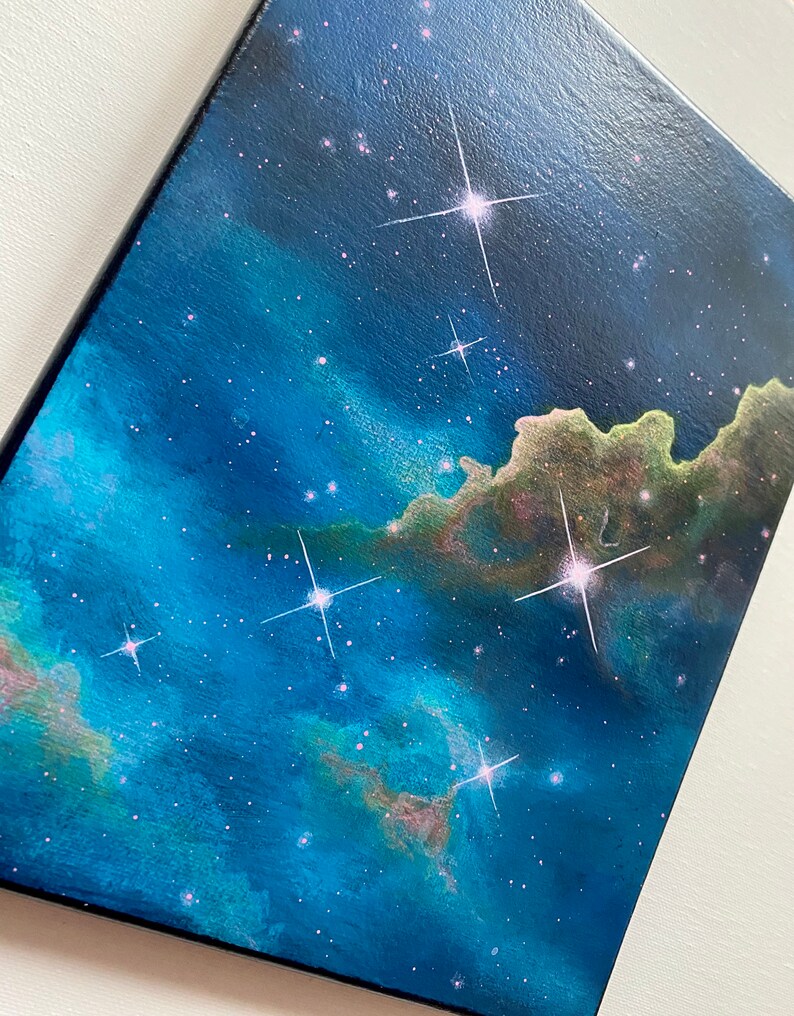 Aqua Nebula Acrylic Painting 8x10 Etsy Sweden