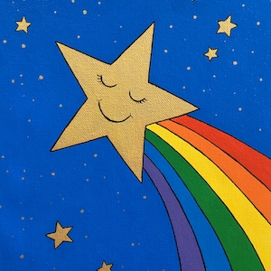Happy Star Acrylic Painting, 8x10”