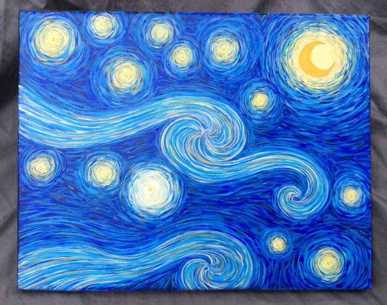 Starry Night Sky Acrylic Painting 11x14 Etsy