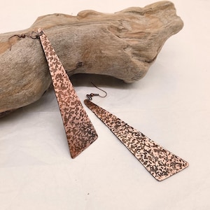 Copper earrings, Ethnic jewelry, Handmade, Gift idea, Boho earrings, Hammered copper with patina, Women's earrings, Ethnic style