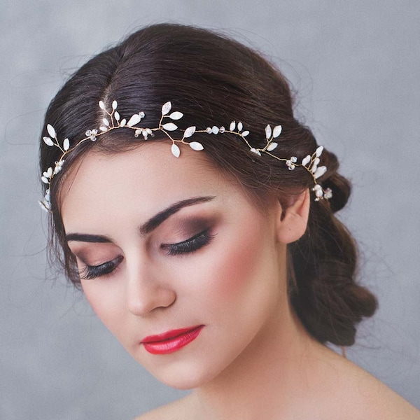 CHERYL | Crystal bridal hair vine, Swarovski crystal gold & silver halo, Bridal headpiece, Wedding halo, Crystal wreath, Wedding headpiece