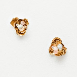 KAYLA Aquamarine, opal & crystal floral earrings, Bridal stud earrings, Wedding Earrings, Wedding Jewelry, Bridal Jewelry, Accessories image 1