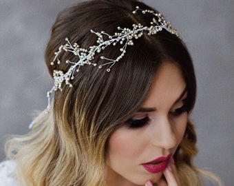 ZOI | Bridal wreath, Bridal Tiara, Bridal Headband, Halo, Headpiece, Simple Headpiece, Wedding hairpiece, Wedding Hair Vine, Bridal Vine