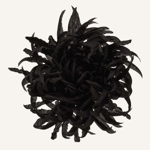 Black Silk Flower Chrysanthemum Brooch • Oversized Flower Lapel Pin • Haute couture • Headpiece • Premium Choker • Bridal Accessory | MISTI