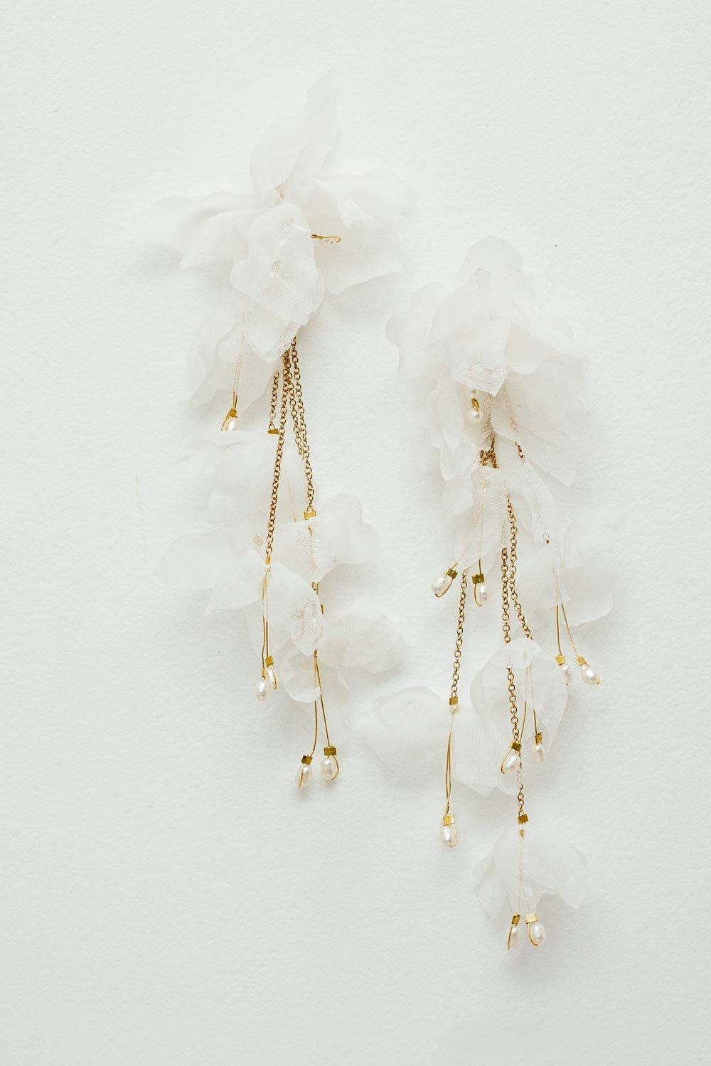 TALIA Silk flower and pearl bridal earrings Wedding | Etsy