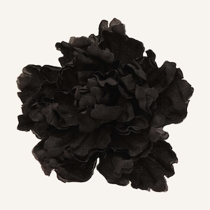 Black Natural Silk Flower Peony Brooch • Oversized Flower Lapel Pin • Haute couture • Headpiece • Premium Choker • Bridal Accessory | LORIN
