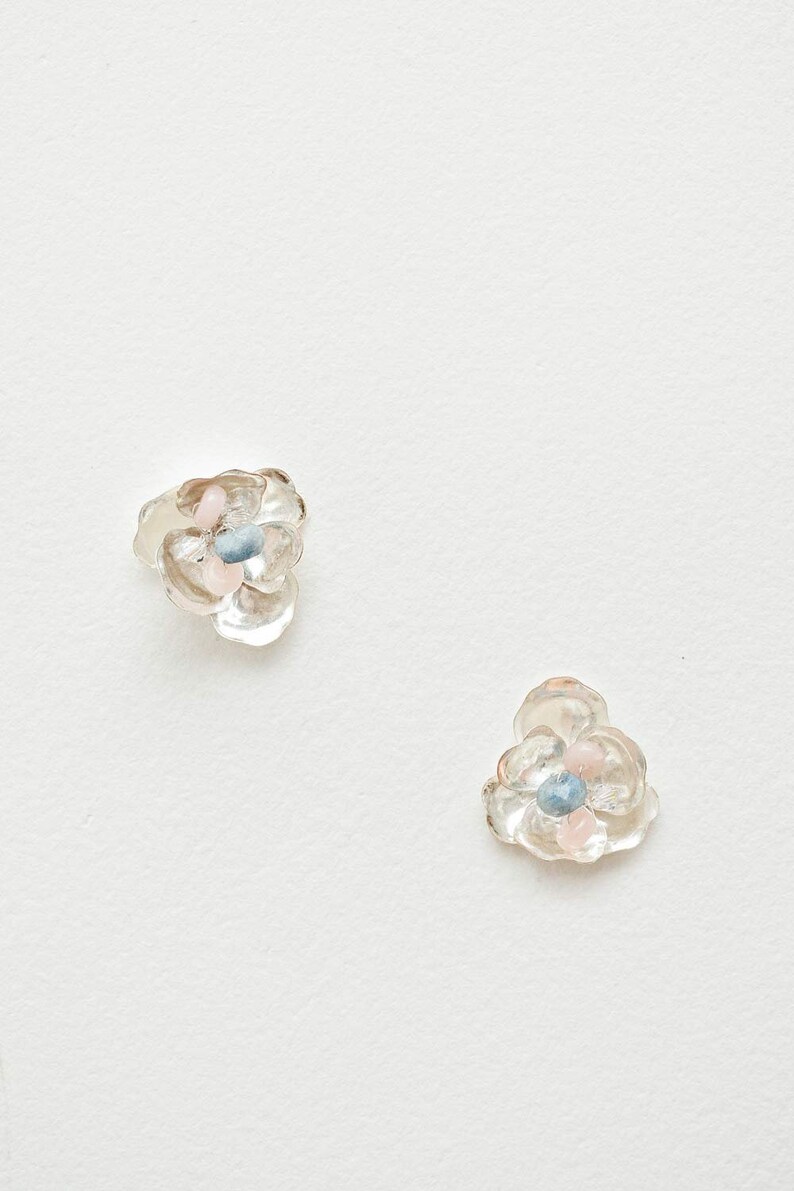 KAYLA Aquamarine, opal & crystal floral earrings, Bridal stud earrings, Wedding Earrings, Wedding Jewelry, Bridal Jewelry, Accessories image 5