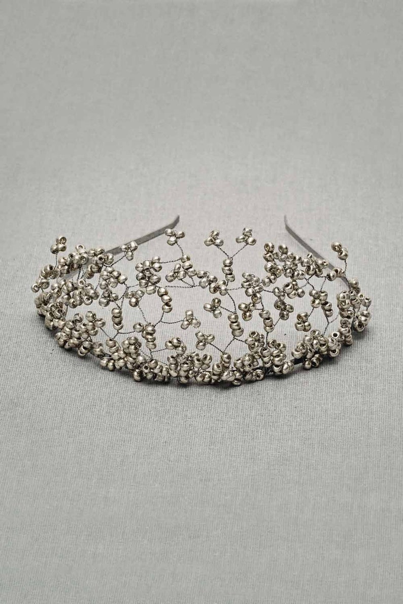 ADEL Beaded bridal headband tiara, Wedding Hair accessory, Bridal Headpiece, Beaded Bridal Headband, Golden, Bridal Adornment, Hair Band image 5